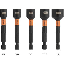 Load image into Gallery viewer, Railer Nut Driver Set - Premium 2-9/16 Inch 5-Piece Nutsetter Bit Set With A Storage Bit Holder & Carabiner