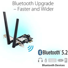 Load image into Gallery viewer, ASUS AX1800 PCIe WiFi Adapter (PCE-AX1800) - WiFi 6, Bluetooth 5.2, Ultra-Low Latency Wireless, 2 External Antenna, Supporting Total Data Rate up to 1800Mbps, WPA3 Network Security, OFDMA and MU-MIMO