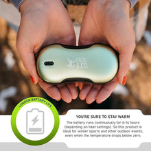 Load image into Gallery viewer, Survival Frog QuickHeat PRO Rechargeable Hand Warmer with Portable Power Bank - Premium Quality Electric Hand Warmer - Reusable Hand Warmers - USB Heater for Hands with Storage Bag and Lanyard