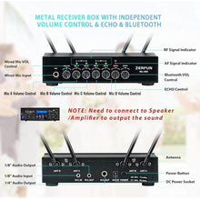 Load image into Gallery viewer, Pro Wireless Microphone System 4 Channel, UHF Metal Cordless Handheld Mics with Echo Bluetooth for Church Karaoke Singing, 4x50 Adjustable Frequency(MU-898 Battery 4 Handheld)