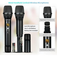 Load image into Gallery viewer, Pro Wireless Microphone System 4 Channel, UHF Metal Cordless Handheld Mics with Echo Bluetooth for Church Karaoke Singing, 4x50 Adjustable Frequency(MU-898 Battery 4 Handheld)