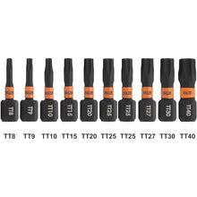 Load image into Gallery viewer, Railer Tamper Proof Torx Bit Set - Premium S2 Steel 1 Inch Impact Driver 10pc 6 Star Bit Set With A Tool Storage Bit Holder & Carabiner