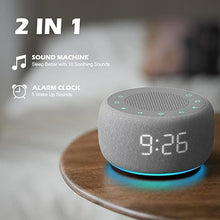 Load image into Gallery viewer, Buffbee Sound Machine & Alarm Clock 2-in-1, 18 Soothing Sound, 7 Night Light, Sleep Timer, Precise 30-Level Volume Control White Noise Machine