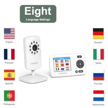 Load image into Gallery viewer, Hellobaby HB30 Video Baby Monitor with Digital Camera and Audio, No WiFi No App Safety Baby Monitor, 8 Languages, Auto Night Vision, 1000ft Transmission Range, 2.4 inch Portable Screen, White