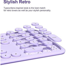 Load image into Gallery viewer, Cute Keyboard and Mouse Wireless for PC Computer/Laptop/Windows/Mac/Tablets, Ultra-Thin 2.4GHz USB Cordless Full-Sized Silent Retro Computer Keyboard Mouse Combo (Purple)