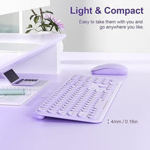 Load image into Gallery viewer, Cute Keyboard and Mouse Wireless for PC Computer/Laptop/Windows/Mac/Tablets, Ultra-Thin 2.4GHz USB Cordless Full-Sized Silent Retro Computer Keyboard Mouse Combo (Purple)