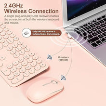 Load image into Gallery viewer, Cute Keyboard and Mouse Wireless for PC Computer/Laptop/Windows/Mac/Tablets, Ultra-Thin 2.4GHz USB Cordless Full-Sized Silent Retro Computer Keyboard Mouse Combo (Pink)