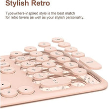 Load image into Gallery viewer, Cute Keyboard and Mouse Wireless for PC Computer/Laptop/Windows/Mac/Tablets, Ultra-Thin 2.4GHz USB Cordless Full-Sized Silent Retro Computer Keyboard Mouse Combo (Pink)