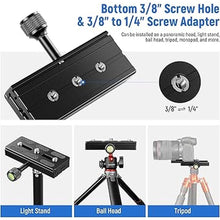 Load image into Gallery viewer, NEEWER Quick Release Plate with Clamp Adapter Set, 120mm QR Plate with Clamp, 3/8"&1/4" Screw, Bubble Level, 3/8” to 1/4” Screw Adapter, Compatible with Arca Swiss Tripod Monopod Ball Head