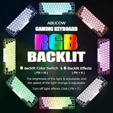 Load image into Gallery viewer, abucow Gaming Keyboard Minimalist Portable Wired Ultra-Compact Mini Imitation 61 Keys RGB Backlit Keyboard (White-Black)