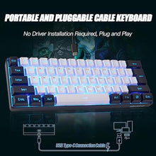 Load image into Gallery viewer, abucow Gaming Keyboard Minimalist Portable Wired Ultra-Compact Mini Imitation 61 Keys RGB Backlit Keyboard (White-Black)