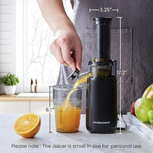 Load image into Gallery viewer, Elite Gourmet Masticating Juicer Machines, 12-inch Juicer, Masticating Cold Press Juicer Machines, Juicer for Vegetables and Fruits, Easy to Clean Juicer, Charcoal Grey