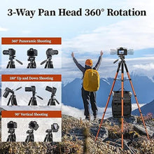 Load image into Gallery viewer, JOILCAN Tripod Camera Tripods, 74" Tripod for Camera Cell Phone Video Photography, Heavy Duty Tall Camera Tripod Stand, Professional Travel DSLR Tripods Compatible with Canon iPhone, Max Load 15 LB
