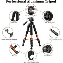 Load image into Gallery viewer, JOILCAN Tripod Camera Tripods, 74" Tripod for Camera Cell Phone Video Photography, Heavy Duty Tall Camera Tripod Stand, Professional Travel DSLR Tripods Compatible with Canon iPhone, Max Load 15 LB