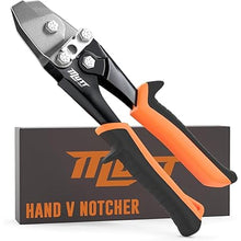 Load image into Gallery viewer, Mutt Tools Sheet Metal Hand Notcher with Ergonomic Grip – Sheet Metal Notcher Cuts 30 Degree V in Ductwork