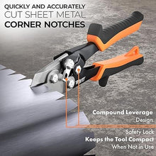 Load image into Gallery viewer, Mutt Tools Sheet Metal Hand Notcher with Ergonomic Grip – Sheet Metal Notcher Cuts 30 Degree V in Ductwork