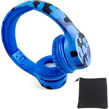 Load image into Gallery viewer, Toddler Headphones Wireless,Kids camo Bluetooth Headphones, 5 Button Easy Use, 93db Foldable with Built-in Mic for Cell Phones TV Tablet Network Boys Girls (bs690 Blue Camo)