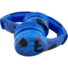 Load image into Gallery viewer, Toddler Headphones Wireless,Kids camo Bluetooth Headphones, 5 Button Easy Use, 93db Foldable with Built-in Mic for Cell Phones TV Tablet Network Boys Girls (bs690 Blue Camo)