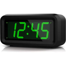 Load image into Gallery viewer, KWANWA Alarm Clock, Small Digital Clock, 1.2inch Green LED Clock, Adjustable Brightness, Dim Night Mode, 12H/24H, Battery Operated, Wall-Mounted, Snooze, Clock for Bedroom, Travel Clock, Kids Clock