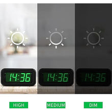 Load image into Gallery viewer, KWANWA Alarm Clock, Small Digital Clock, 1.2inch Green LED Clock, Adjustable Brightness, Dim Night Mode, 12H/24H, Battery Operated, Wall-Mounted, Snooze, Clock for Bedroom, Travel Clock, Kids Clock