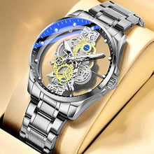 Load image into Gallery viewer, Tiong Men's Clear Cover Quartz Watch Men Stainless Steel Waterproof Watch, Business Skeleton Quartz Watch for Men