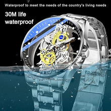 Load image into Gallery viewer, Tiong Men's Clear Cover Quartz Watch Men Stainless Steel Waterproof Watch, Business Skeleton Quartz Watch for Men