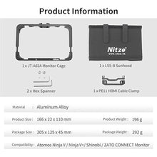 Load image into Gallery viewer, Nitze Cage Kit for Atomos Ninja V/Ninja V+/ Ninja/Ninja Ultra/Zato Connect/Shinobi, with Sunhood, HDMI Cable Clamp, Built-in NATO Rail and Cold Shoe - JT-A02B