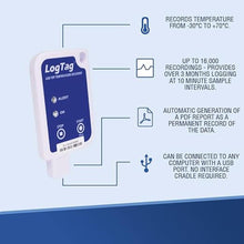 Load image into Gallery viewer, UTRIX-16 Multi-use Temperature Recorder, with 16,000 Readings, 6-Month Battery, Range of -30°C to +70°C (-22°F to +158°F), Blue/White