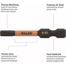Load image into Gallery viewer, Railer Allen Wrench Hex Bit Set 2 Inch Impact Driver 20pc Hex Bit Set With A Bit Holder & Carabiner. Premium S2 Steel, Ideal For Furniture Screws