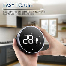 Load image into Gallery viewer, Digital Kitchen Timer, 3.8'' Large LED Display Countdown Countup Timer, Timer for Kids, Classroom Magnetic Timer, Adjustable Volume, Brightness, Easy for Cooking/Study/Office/Exercise (Smooth Knob)