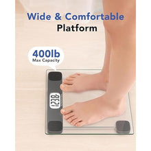 Load image into Gallery viewer, Scale for Body Weight Digital Bathroom Scale Accurate Weighing Machine for People, High Precision Bath Scale, Step On, Tempered Glass LCD Display Batteries and Tape Measure Included, 400lbs