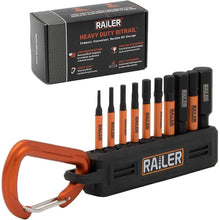 Load image into Gallery viewer, Hex Bit Set - Railer 2 Inch Impact Driver 10pc Metric Hex Bit Set With A Bit Holder & Carabiner. Premium S2 Steel, Ideal For Furniture Screws (Black Bitrail)