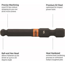 Load image into Gallery viewer, Ball End Hex Bit Set - Railer 2 Inch Impact Driver 10pc SAE Hex Bit Set With A Bit Holder & Carabiner. Premium S2 Steel, Ideal For Furniture Screws