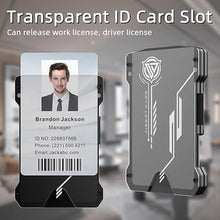 Load image into Gallery viewer, Minimalist Wallet for Men- Slim Aluminum Metal Money Clip with Clear ID Card Holder, RFID Blocking, Holds up 15 Cards with Cash Clip, Ultra-Thin Tactical Carbon Fiber -Army Green