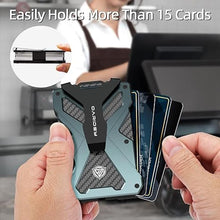 Load image into Gallery viewer, Minimalist Wallet for Men- Slim Aluminum Metal Money Clip Wallet with Clear ID Card Holder, Carbon Fiber Wallet, RFID Blocking,Holds up 15 Cards with Cash Clip,Ultra-Thin Tactical Wallet-Gradient Grey