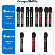 Load image into Gallery viewer, Bietrun UHF Receiver Wireless Microphone WXM02 / WXM04, with 720mAh Rechargeable Battery, 160 ft Working Range, 1/4" Output for for Karaoke Machine/PA Speakers System/Mixer