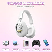 Load image into Gallery viewer, Wireless Headphones with led Lights? Kids Headphones for Girls Bluetooth Light up Over Ear with Microphone and sd Card for School/Travel/Phone/Kindle/pc/tv / MP3. (White)