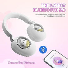 Load image into Gallery viewer, Wireless Headphones with led Lights? Kids Headphones for Girls Bluetooth Light up Over Ear with Microphone and sd Card for School/Travel/Phone/Kindle/pc/tv / MP3. (White)