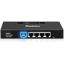 Load image into Gallery viewer, 2.5G Uplink Ethernet Splitter, 2.5Gb Uplink Port & 4×1000Mbps Ethernet Port, Home Multi-Gigabit Network Hub Switch, Unmanaged Plug & Play, Metal Case, Desktop/Wall-Mount