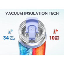 Load image into Gallery viewer, Meoky 40oz Tumbler with Handle, Stainless Steel Travel Mug with 2-in-1 Straw and Sip Lid, Vacuum Insulated Coffee Mug, 100% Leak Proof, Keeps Cold for 34 Hours or Hot for 10 Hours (Fairyland)