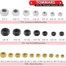 Load image into Gallery viewer, TOMMARS 49-Piece Thread Chaser Set Repair Kit, UNC UNF & Metric with Taps, Dies, and Thread Files for Rethreading and Restoration