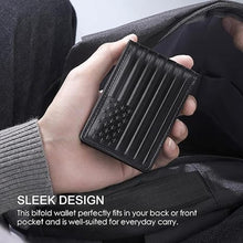 Load image into Gallery viewer, Full Grain Leather Wallets for Men,Bifold Wallets for Men,Mens Leather Wallets with 12 Slots,RFID Blocking Wallets for Men,Gifts for Men(USA Flag,Black)