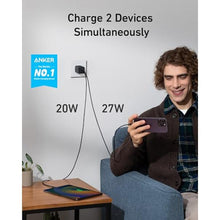Load image into Gallery viewer, Anker Nano Charger, 47W 2 Port Compact Foldable GaN USB C Charger for iPhone 16/15, Galaxy, Pixel, Compatible with MagSafe (Black)