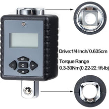 Load image into Gallery viewer, ThreeH 1/4 Inch Digital Torque Adapter (0.22-22.1ft-lb/0.3-30Nm) with Buzzer and LED Flash 1/4'' Drive Digital Torque Wrench Converter