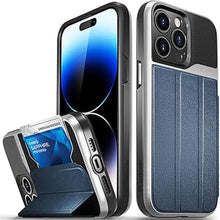 Load image into Gallery viewer, VENA vCommute Wallet Case Compatible with Apple iPhone 14 Pro Max (6.7"-inch), (Military Grade Drop Protection) Flip Leather Cover Card Slot Holder with Kickstand - Blue