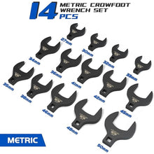Load image into Gallery viewer, 14-Piece Jumbo Crowfoot Wrench Set,1/2" Drive Metric Crowfoot Wrenches 27 to 50mm Chrome Vanadium Steel Crows Foot Wrench Set