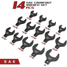 Load image into Gallery viewer, 14-Piece Jumbo Crowfoot Wrench Set,1/2" Drive SAE Crowfoot Wrenches 1-1/16" to 2" Chrome Vanadium Steel Crows Foot Wrench Set