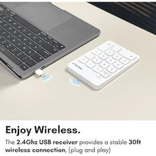 Load image into Gallery viewer, Macally USB C Wireless Number Pad | Numeric Keypad for Mac Macbok iMac | Wireless 10 Key for Laptop PC Computer Notebook Surface Chrome (2.4G USB) Perfect for Data Entry Numpad Number Keyboard