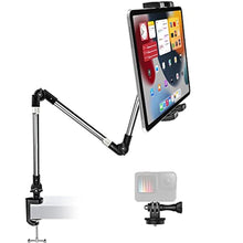 Load image into Gallery viewer, Aluminum Tablet Holder for Desk Clamp 360 iPad Mount, 35" Adjustable Arm Tablet Stand for Bed, Webcam Camera Clip for iPad Pro Air Mini, Galaxy Tab, Z Fold, Fire, Switch, iPhone, Gopro, 4-13" Devices