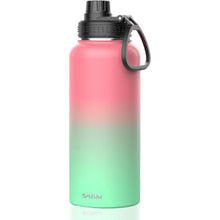 Load image into Gallery viewer, Insulated Stainless Steel Water Bottles 32oz with Spout Lids Metal Vacuum Thermal Large Water Jug Leak-proof Reusable Flask for Sports Gym and Travel,Pink-Green